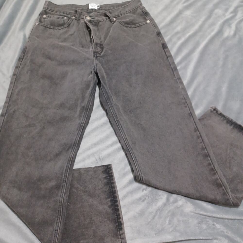 Princess Polly Jeans Womens 10 Black Cross Over Button Fly Rigid Denim High Rise